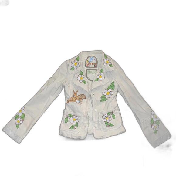 Joystick Johnny Was Embroidered Corduroy Jacket Birds Floral Size S - Picture 1 of 7